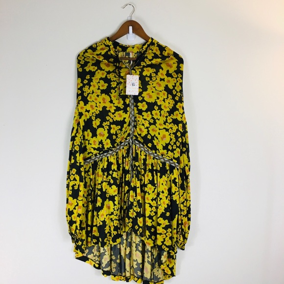 Free People Yellow Floral Tunic Dress Sz S NWT - Picture 5 of 13
